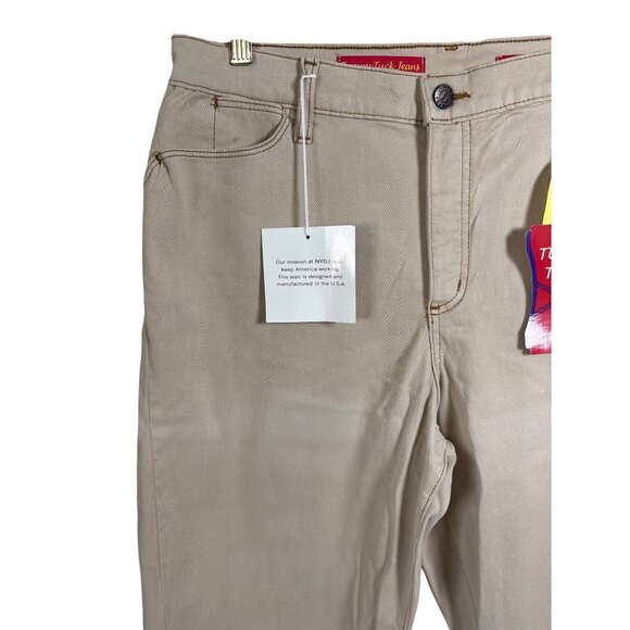 NYDJ Tummy Tuck Jeans Sand Tan Size 14 Stretch Cropped Pants NWT - Picture 2 of 11
